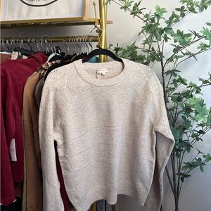 Hem & Thread Light Beige Crew Neck Sweater